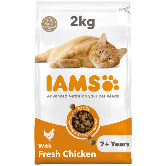 IAMS Vitality Senior & Mature Cat, Chicken 2kg Advanced nutrition cat food Sainsburys   