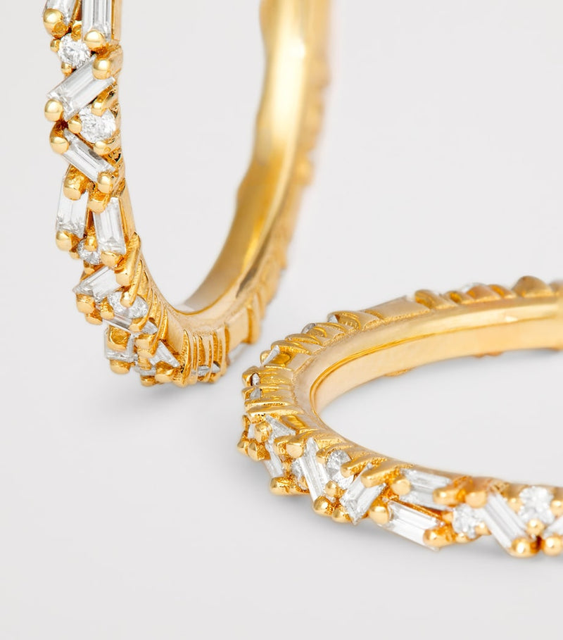 Suzanne Kalan yellow gold and diamond tech ring jackets size 8.5 (British brand)