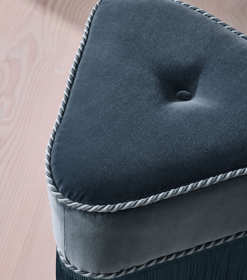 Soho Home velvet Marta footstool, imported from the UK