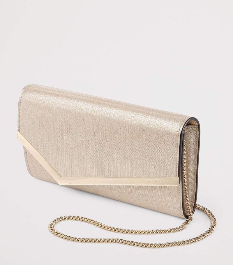 Jimmy Choo Emmie leather clutch bag, imported from the UK