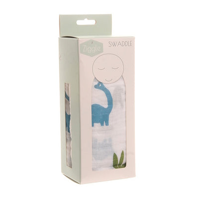 Superdrug Ziggle Baby Cotton Muslin Swaddle Dinosaur 120x120cm- Buy online at McGrocer