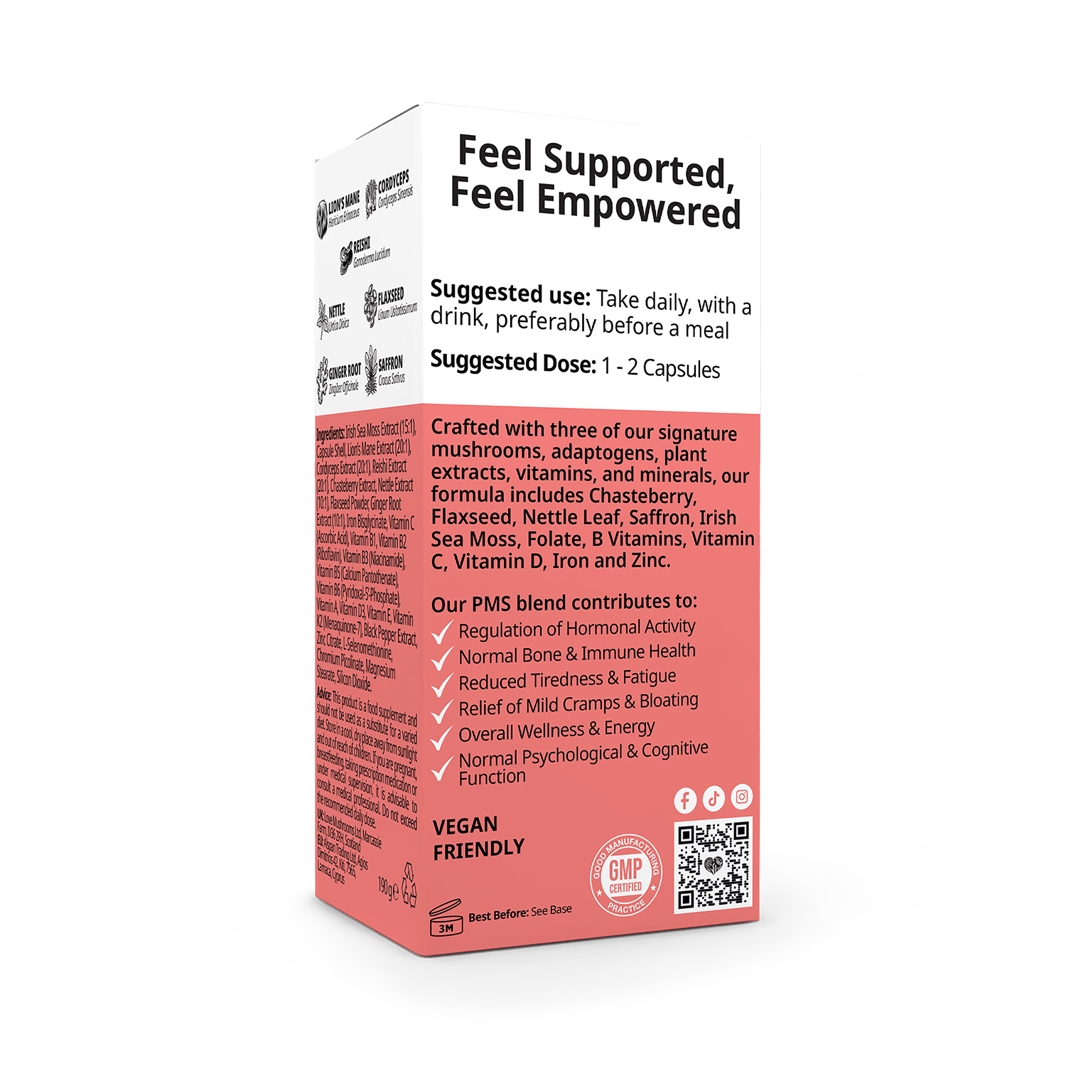 Love Mushrooms Empower PMS supplement blend 60 capsules (British brand)