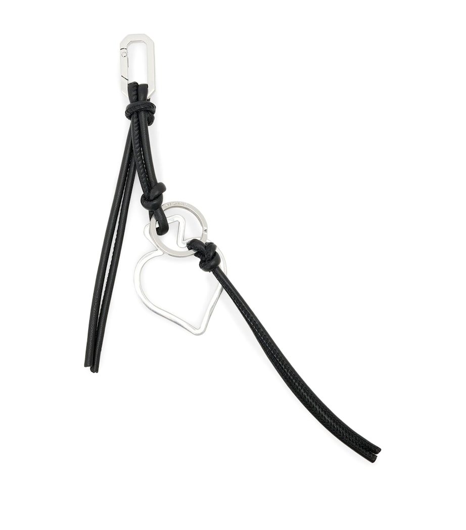 AllSaints metal spades keyring silver-tone leather trims, UK version