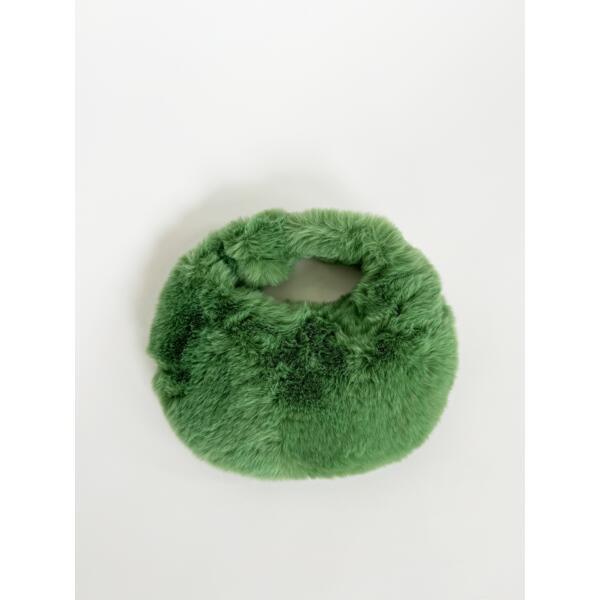 SVNX faux fur soft grab bag in green, UK version