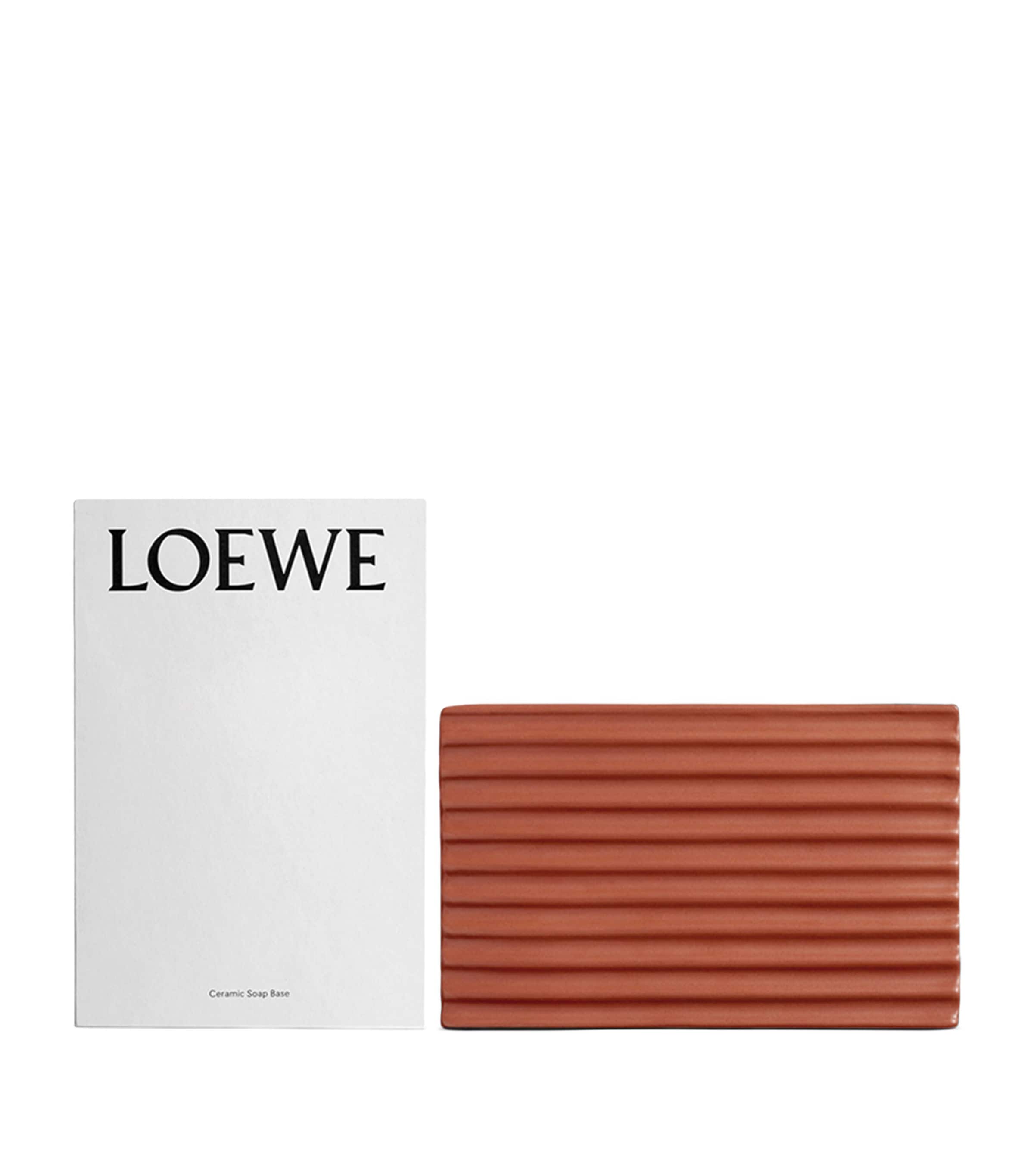 LOEWE terracotta soap dish with ribbed design and Anagram motif, UK version