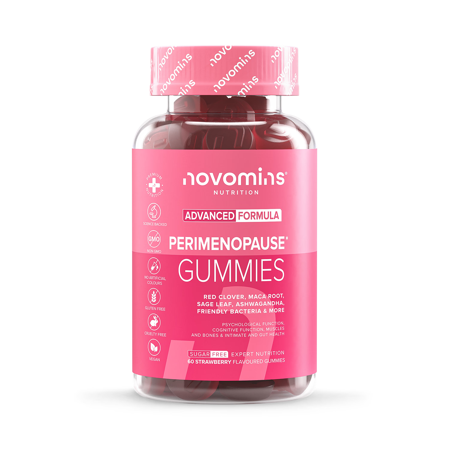 Novomins perimenopause strawberry gummies 60 count (British brand)
