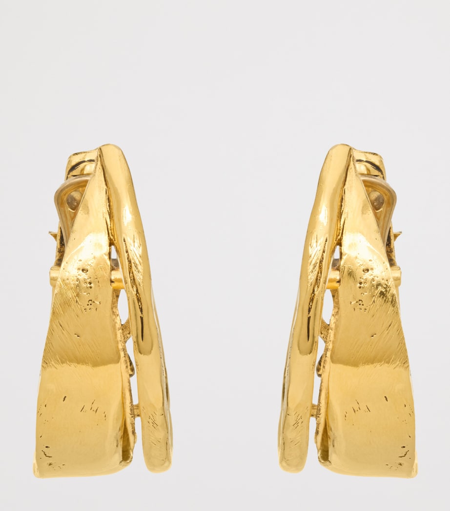Saint Laurent Cassandre textured hoop earrings H3cm x W1.5cm - British product