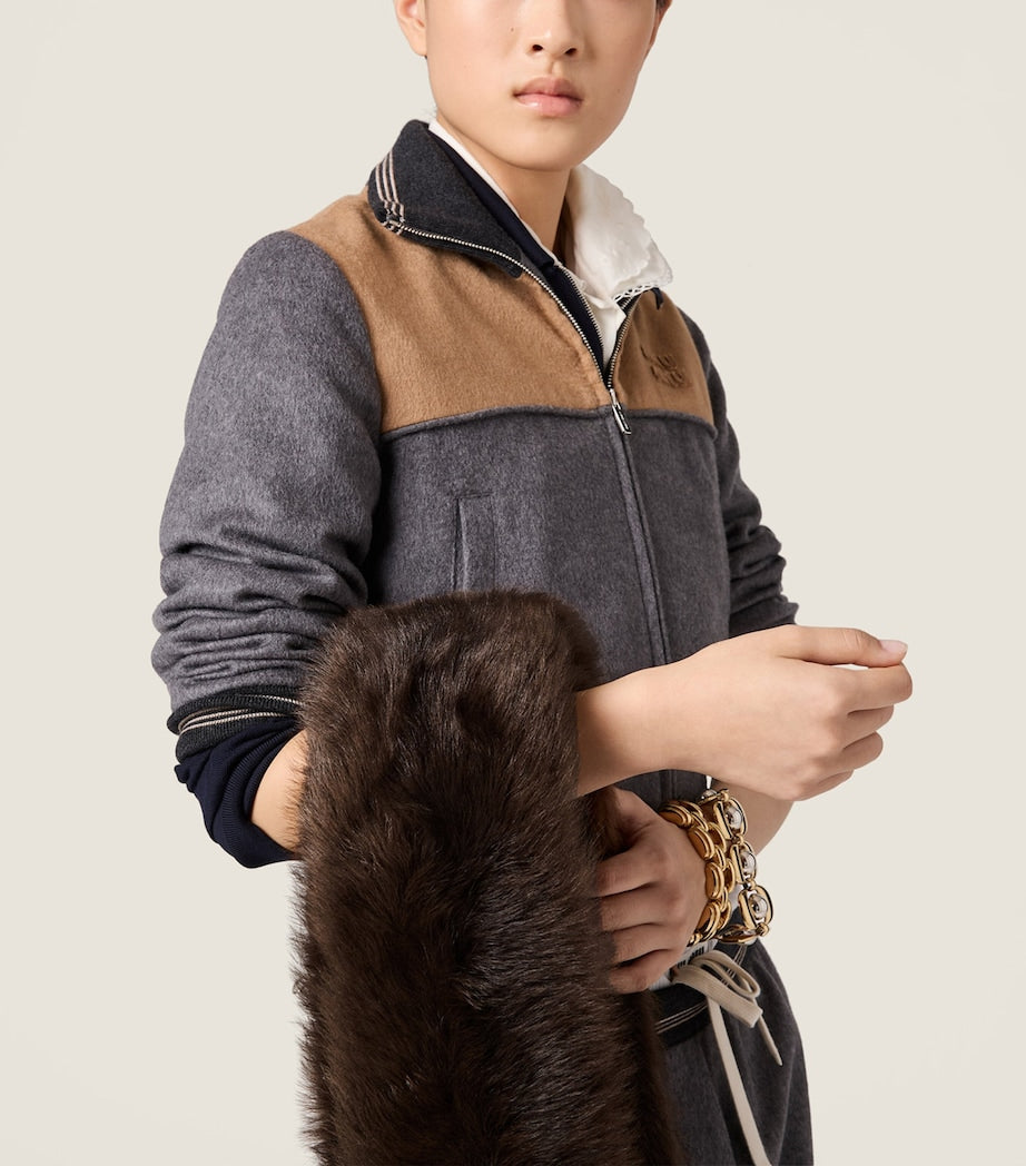 Miu Miu shearling stole Italian luxury wrap (British brand)