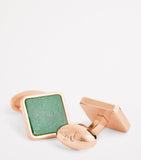 Babette Wasserman rose gold cufflinks with green agate, imported from the UK