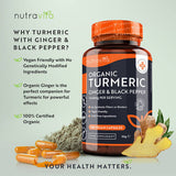 Nutravita Organic Turmeric, Black Pepper & Ginger - 180 Caps GOODS Superdrug   