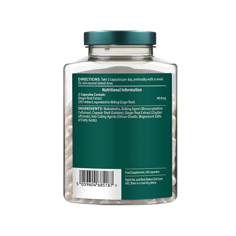 Holland & Barrett ginger root extract capsules 240 count, UK version