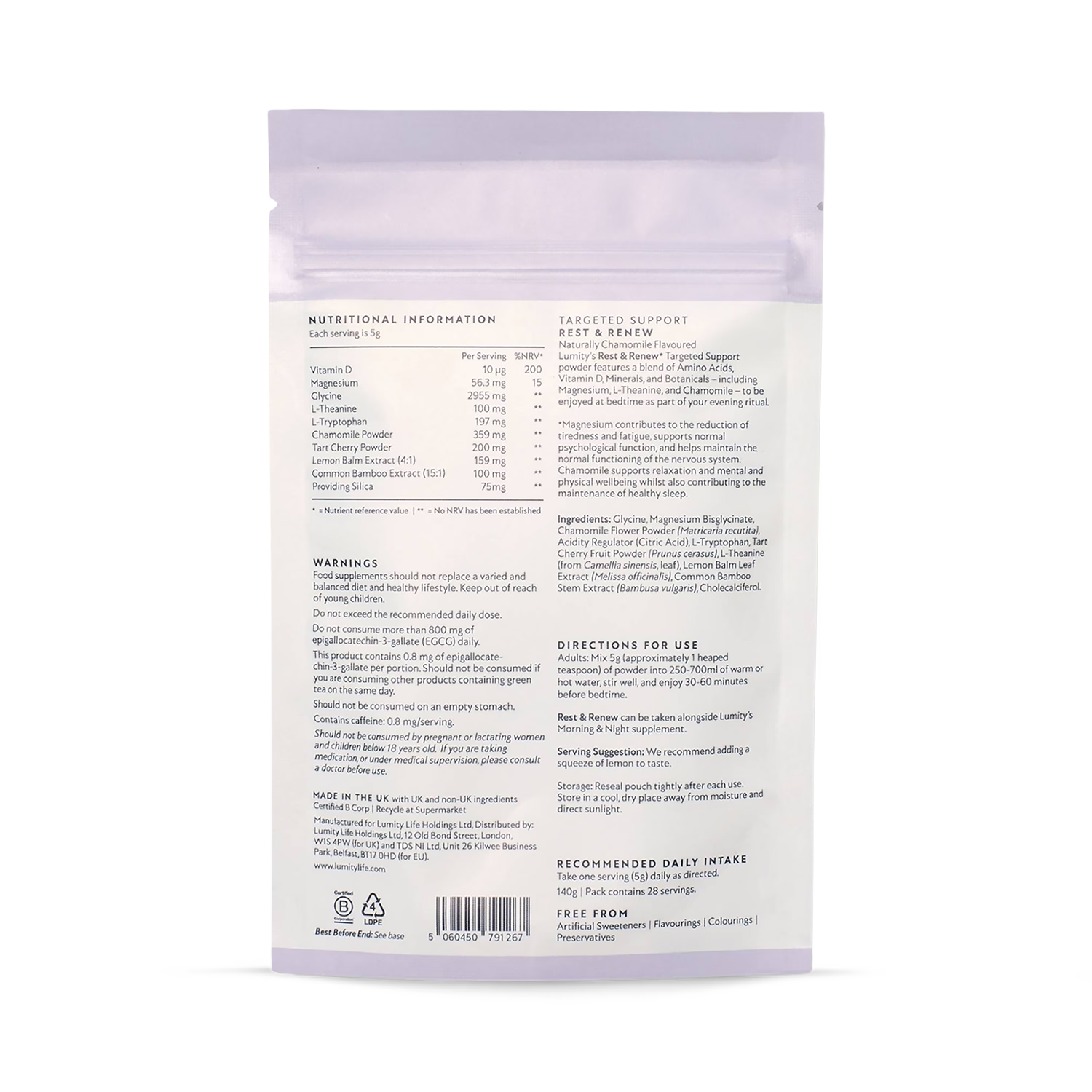Lumity Rest & Renew sleep powder 140g - British product