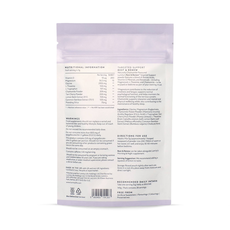 Lumity Rest & Renew sleep powder 140g - British product