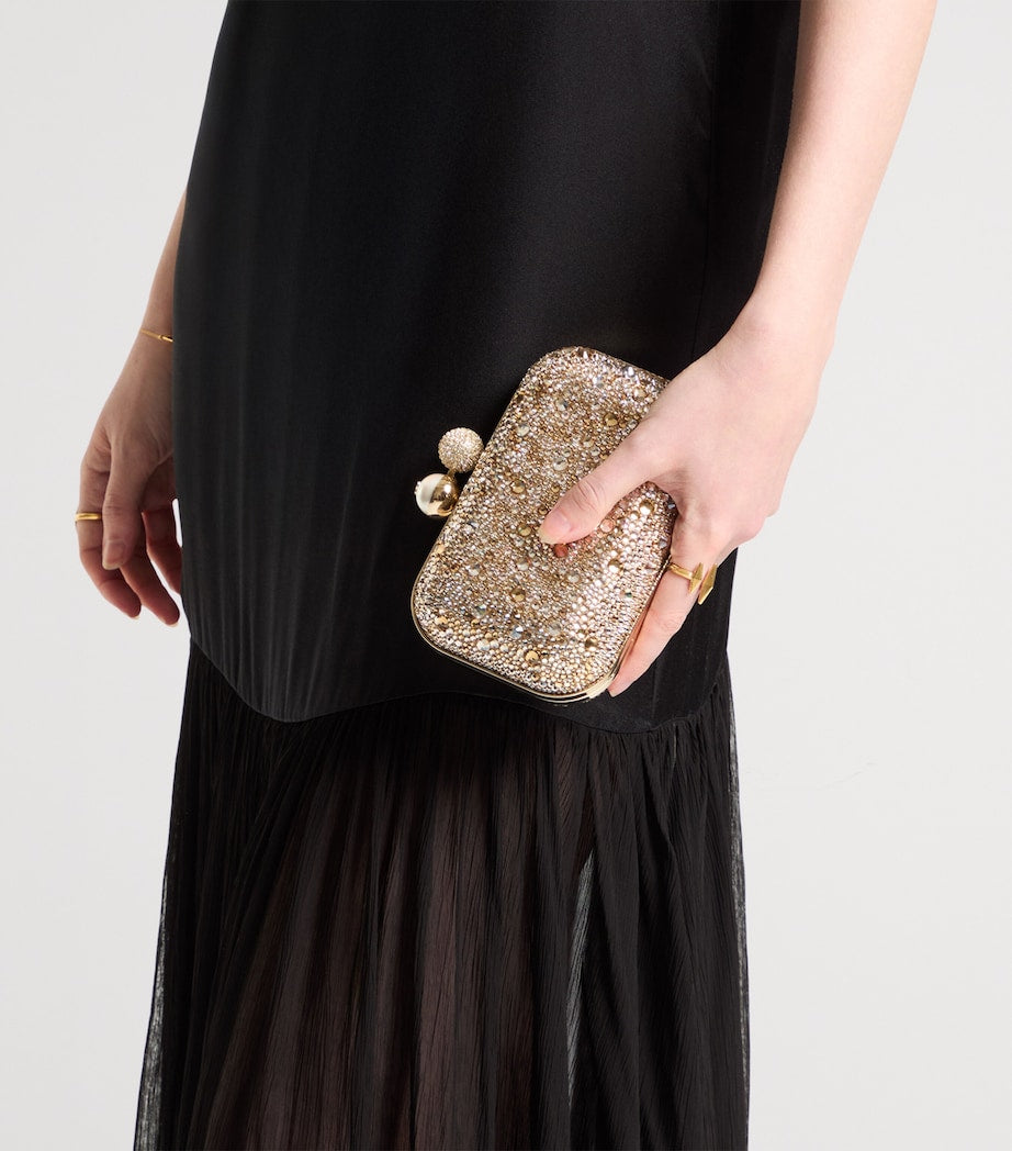 حقيبة Jimmy Choo Cloud clutch بمشبك كريستالي، مستوردة من المملكة المتحدة