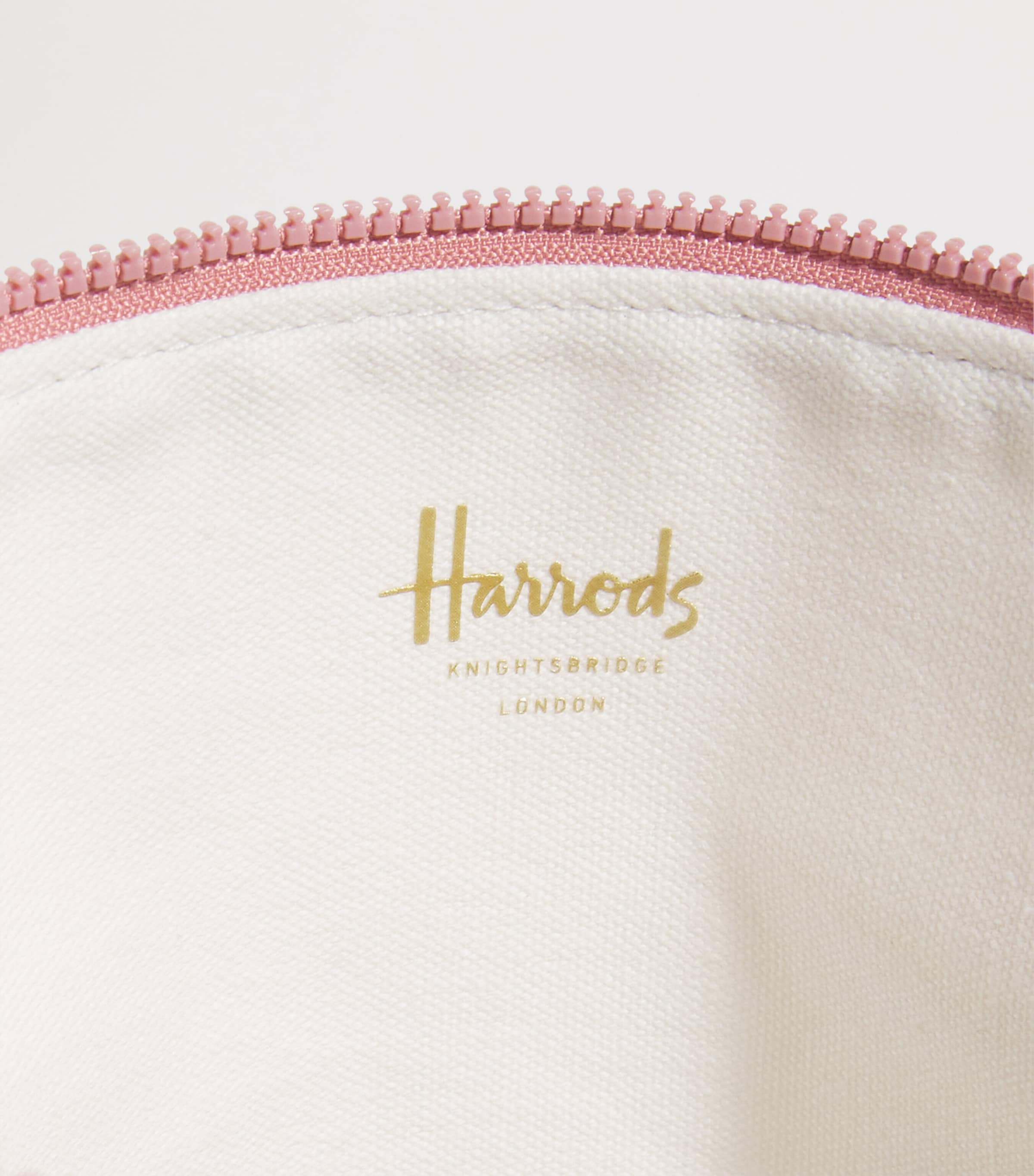 Harrods toile half moon cosmetic bag, UK version