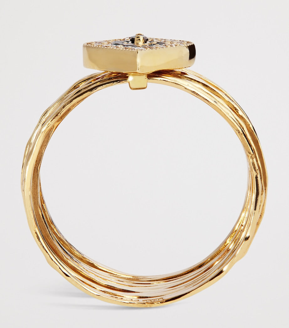 Jacquie Aiche yellow gold and diamond evil eye ring, imported from the UK