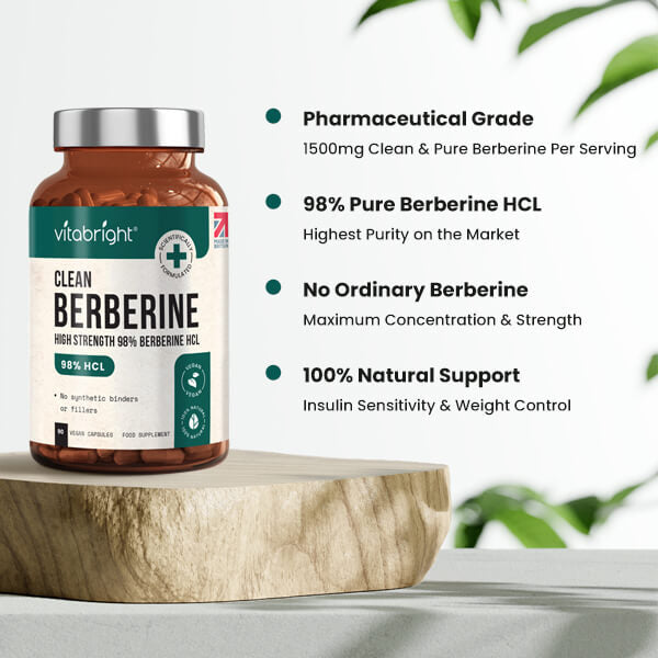 VitaBright berberine HCL capsules 500mg 90 count (British brand)