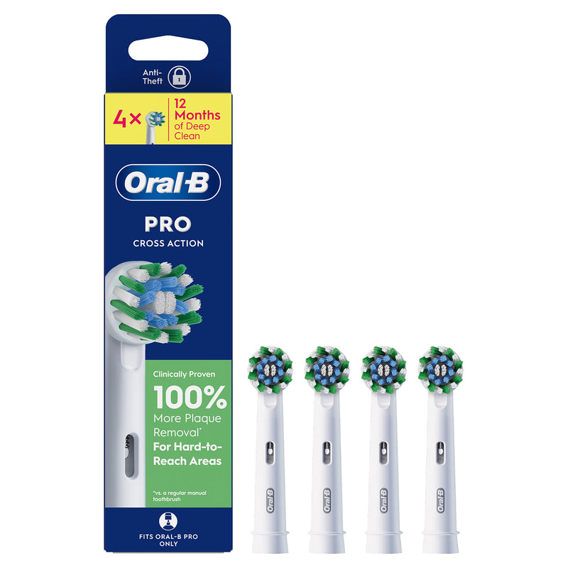 Oral-B Pro Cross Action toothbrush heads 4 count (British brand)