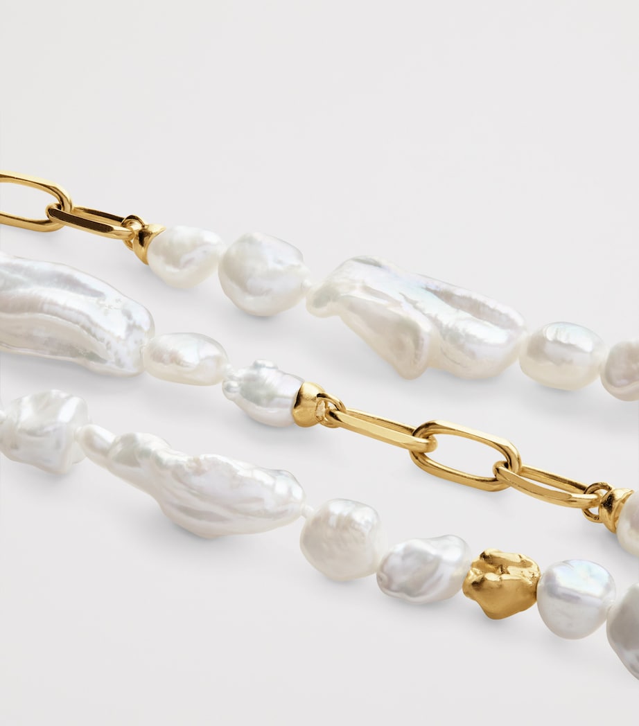 Monica Vinader gold vermeil keshi pearl necklace - British product