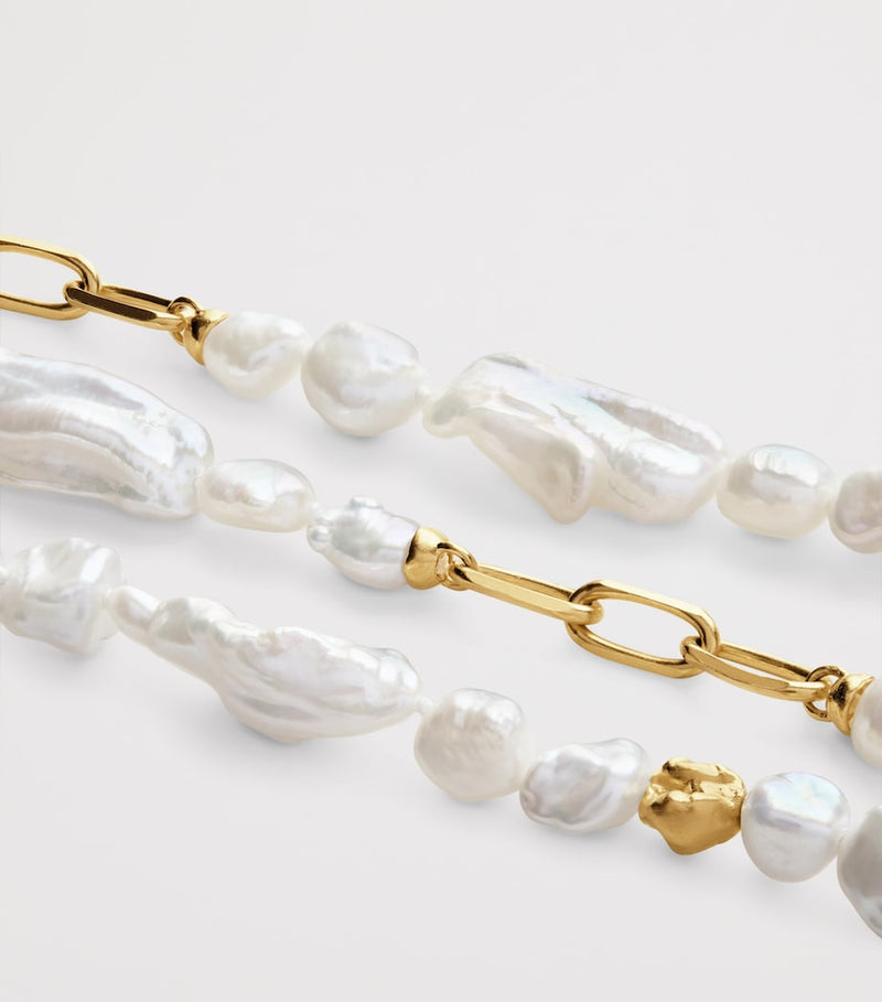Monica Vinader gold vermeil keshi pearl necklace - British product