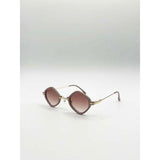 SVNX diamond shape sunglasses in nude, gold frame, UK version