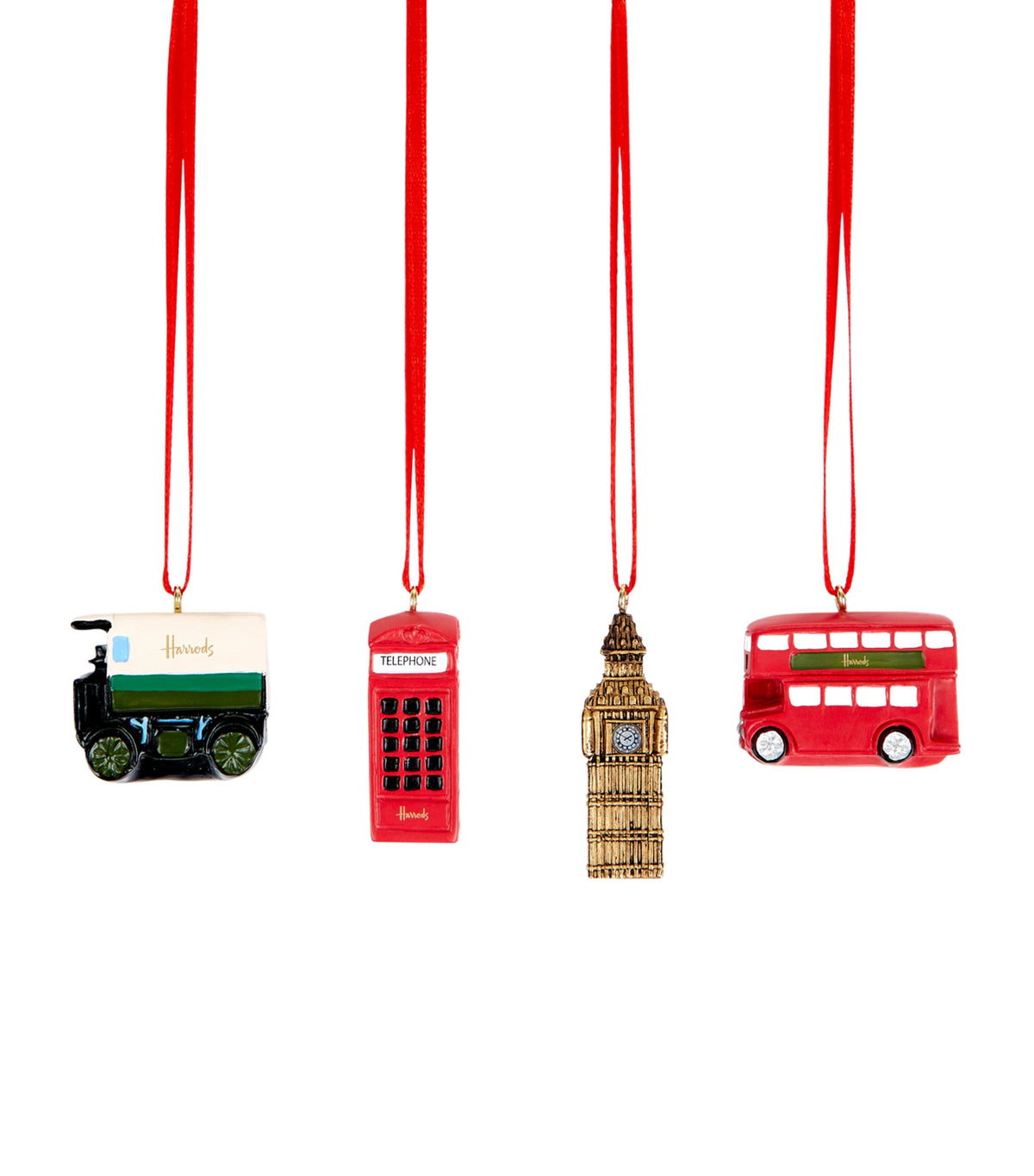 Harrods tree decorations set of 4 London icons - British product