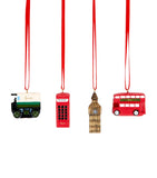 Glittery Resin Christmas Decoration with Velvet Ribbon 14cm x 6cm