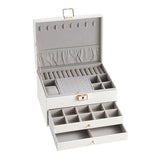 Livingandhome white PU leather jewellery box 23x17x13.5cm, imported from the UK