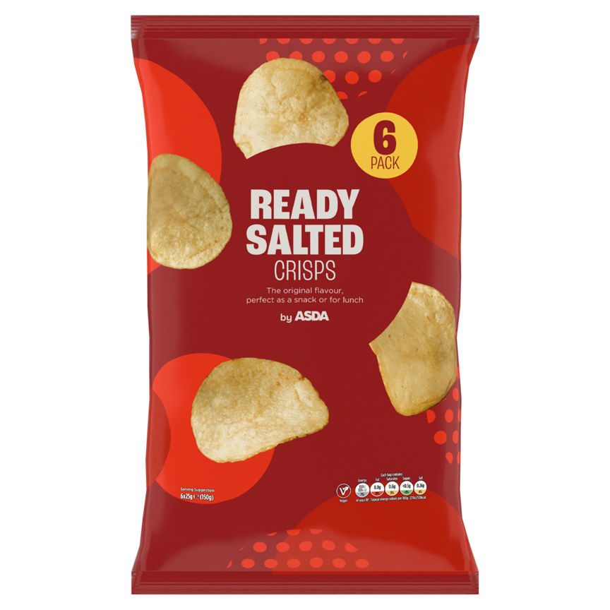 ASDA Ready Salted Crisps 6 x 25g (150g) GOODS ASDA   