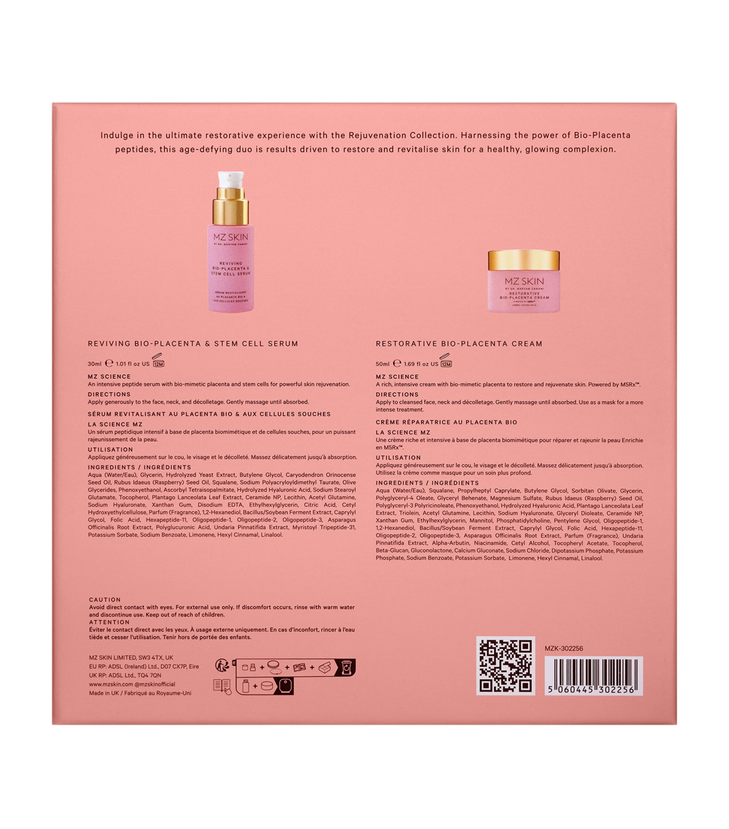 MZ Skin Rejuvenation Collection skincare gift set, imported from the UK