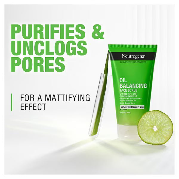Neutrogena Oil Balancing Daily Exfoliator Lime Aloe Vera 150ml, imported from the UK