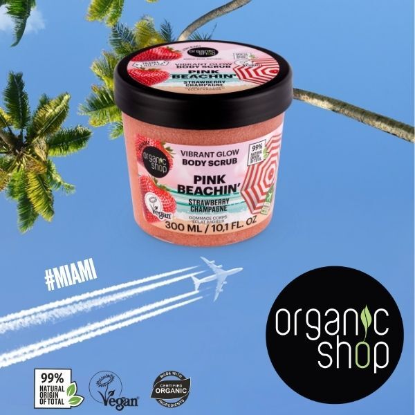 Organic Shop Pink Beachin body scrub 300ml, imported from the UK