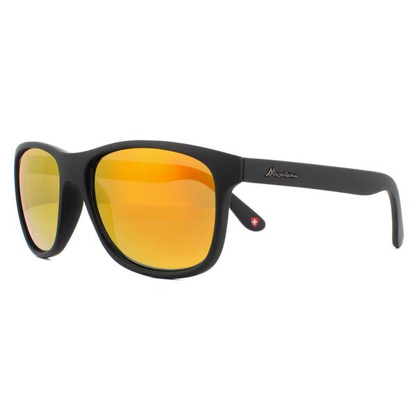 Montana MS48 black sunglasses with Revo red mirror lenses (British brand)