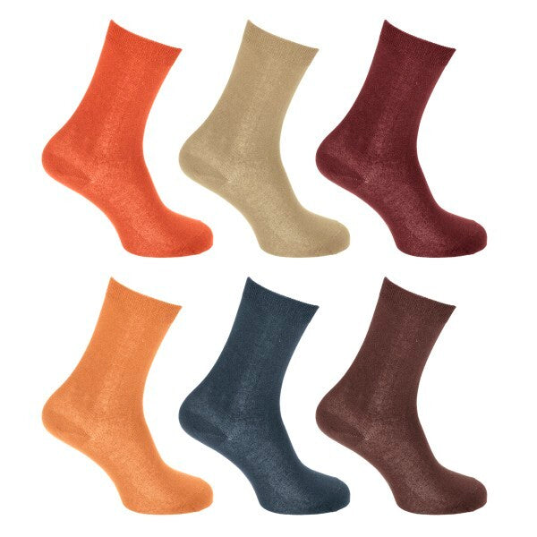 Ladies/Womens Non Elastic Boot Socks (Pack Of 6) (4-8)