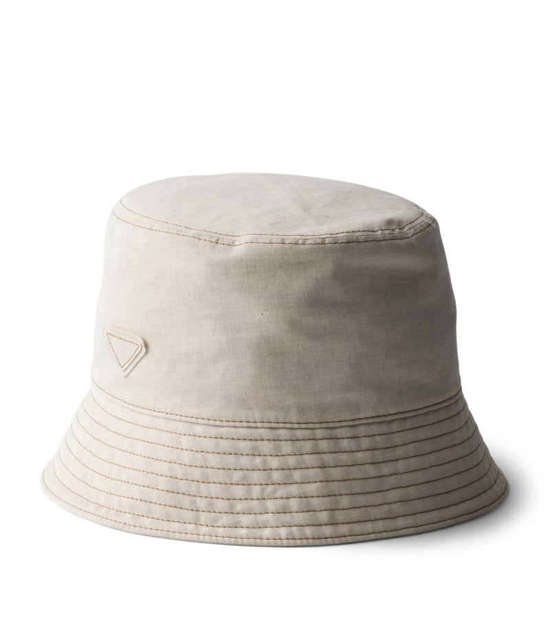 Prada twill bucket hat in cotton and flax (British brand)
