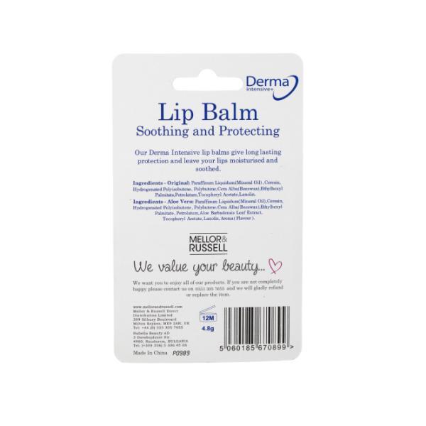 Derma Intensive+ lip balm trio with Original and Aloe Vera - British product
