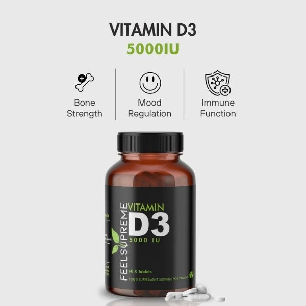 Feel Supreme Vitamin D3 5000iu 60 tablets, imported from the UK