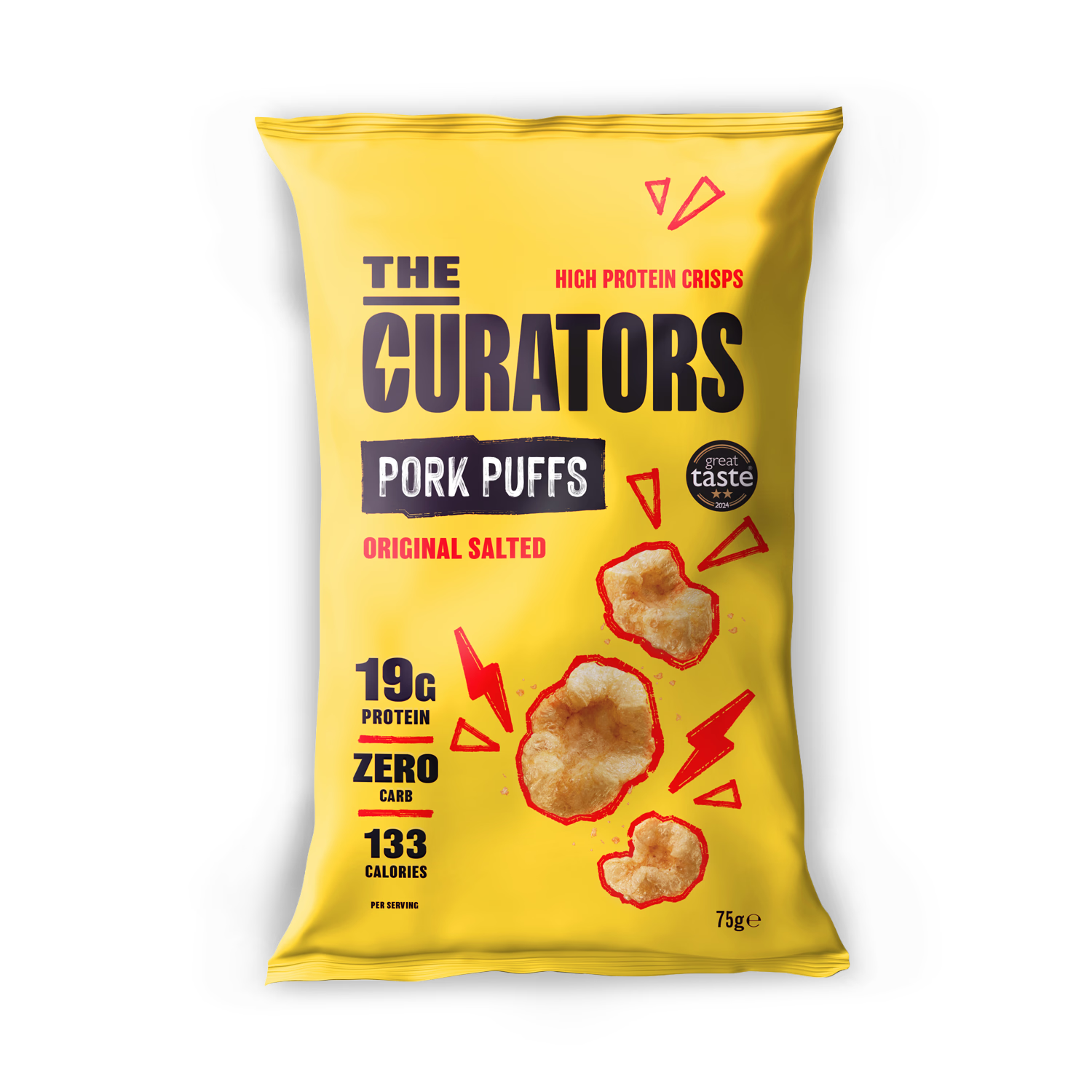 The Curators original salted pork puffs 75g, imported from the UK