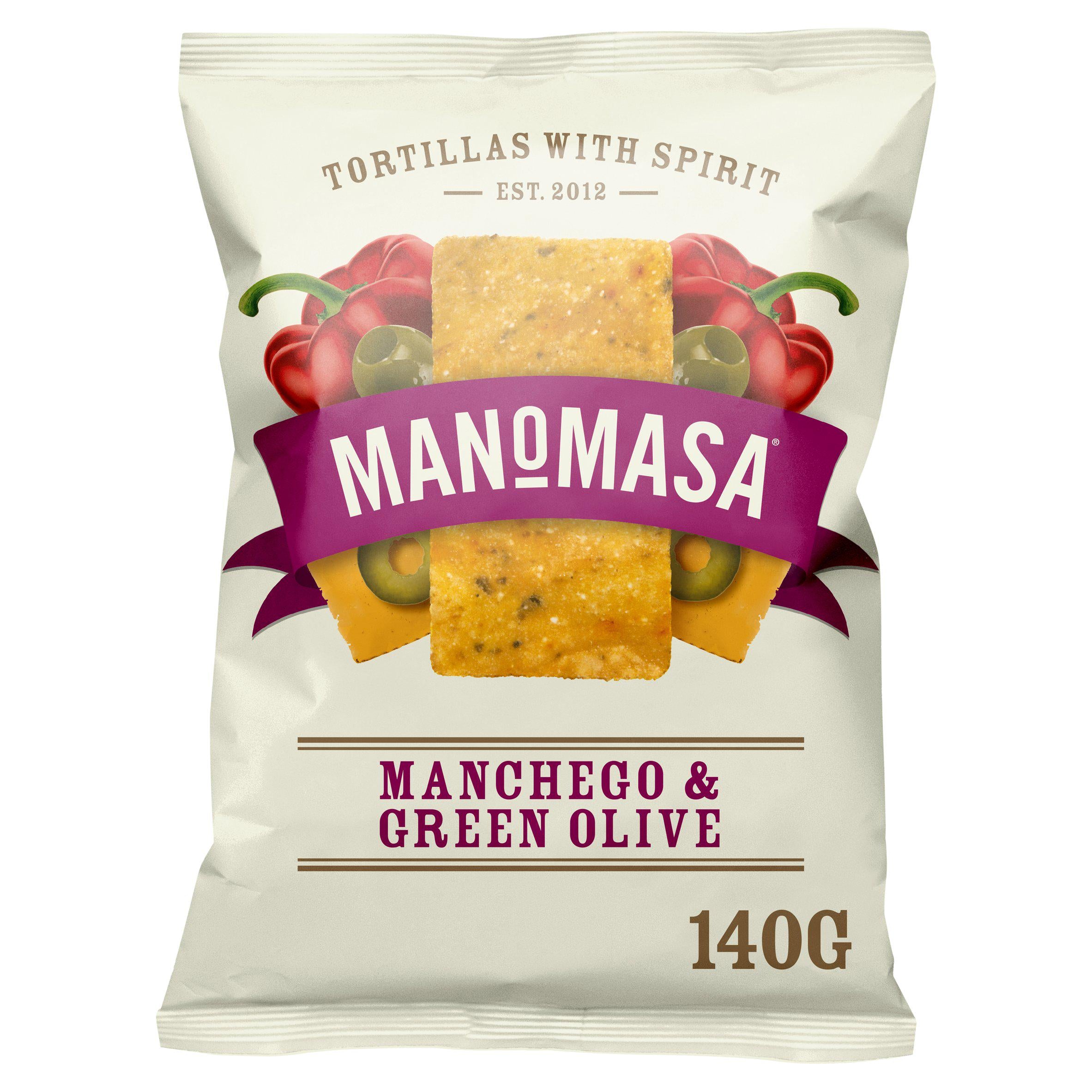 Manomasa Manchego & Green Olive Sharing Tortilla Chips 140g GOODS Sainsburys   