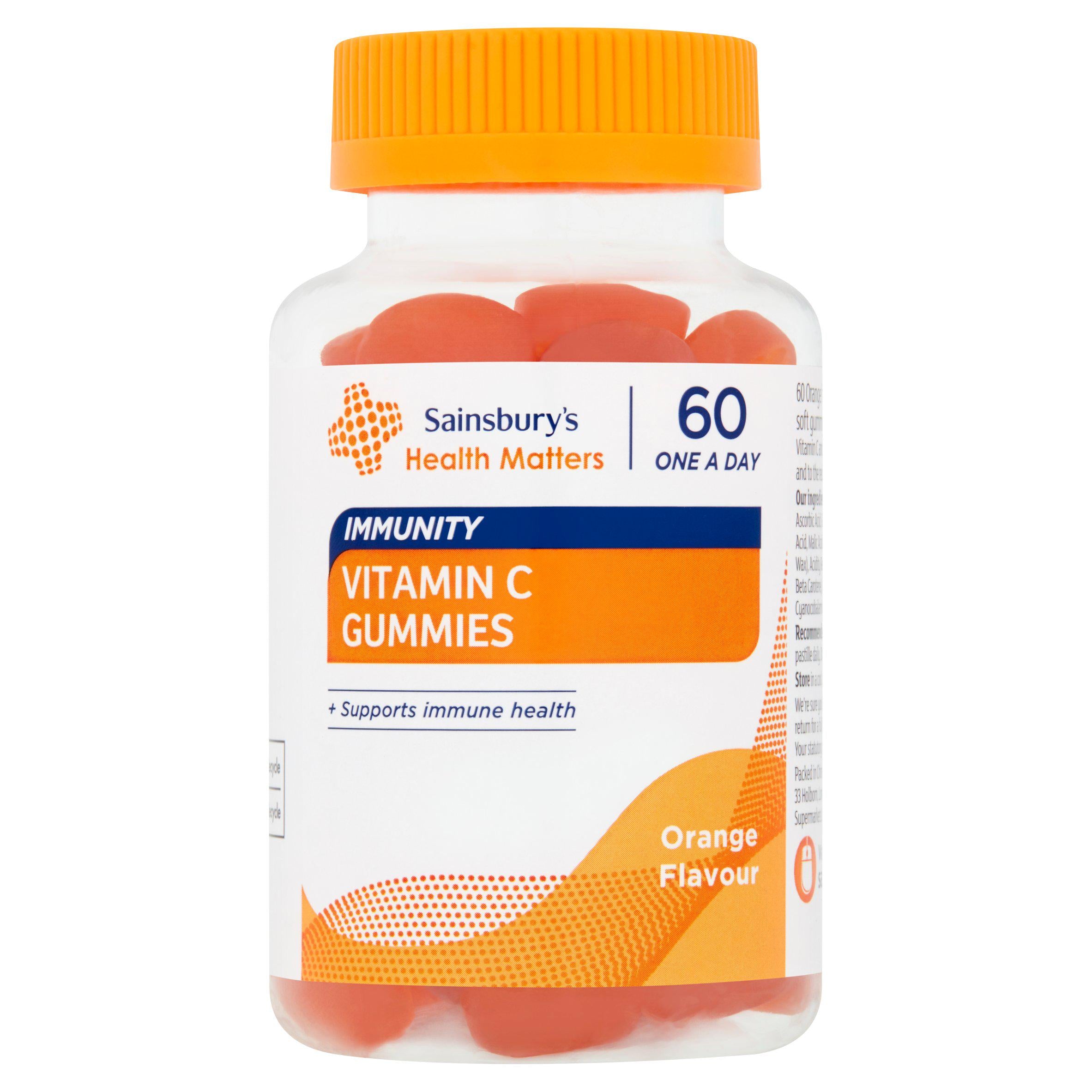 Sainsbury's Health Matters Immunity Vitamin C Gummies Orange Flavour Vitamins Minerals & Supplements Sainsburys   