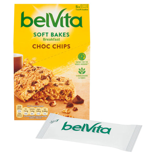 Belvita Breakfast Soft Bakes Chocolate Chip Pack x5 250g cereal bars Sainsburys   