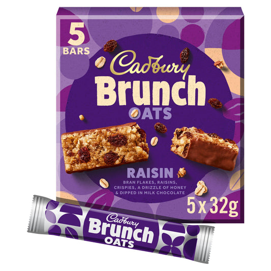 Cadbury Brunch Oats Raisin Chocolate Cereal Bar Pack x5 160g