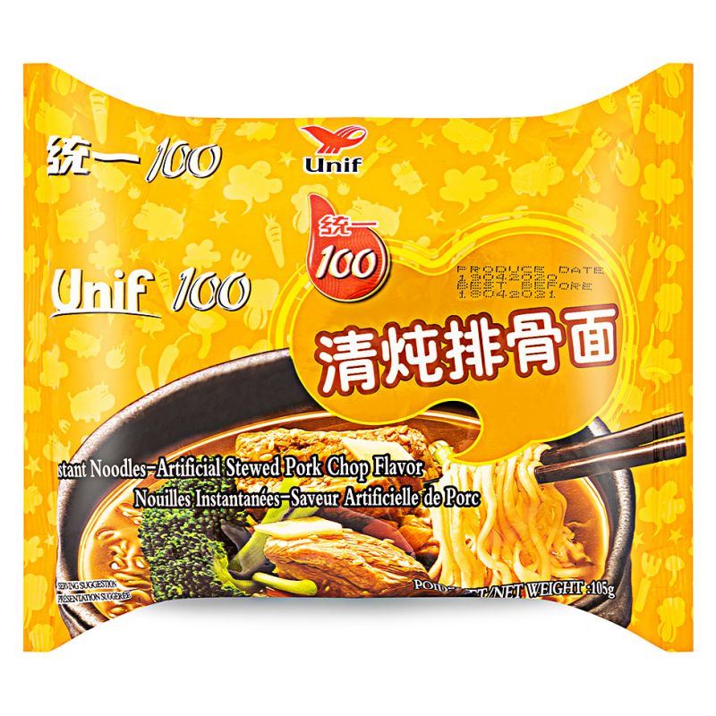 Unif 100 instant noodles artificial stewed pork chop flavour - British product