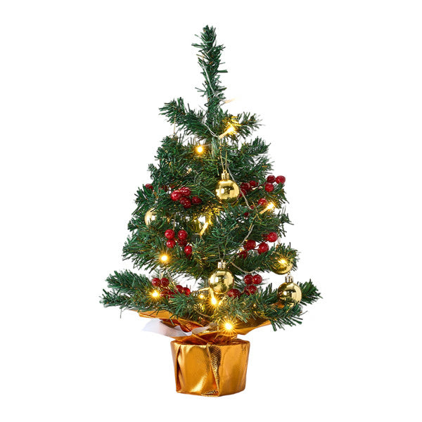 Livingandhome mini Christmas tree with warm lights 53cm - British product