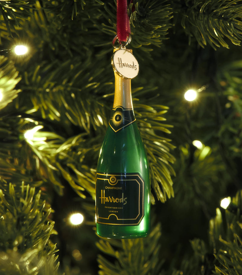 Harrods champagne bottle tree decoration 9cm, UK version