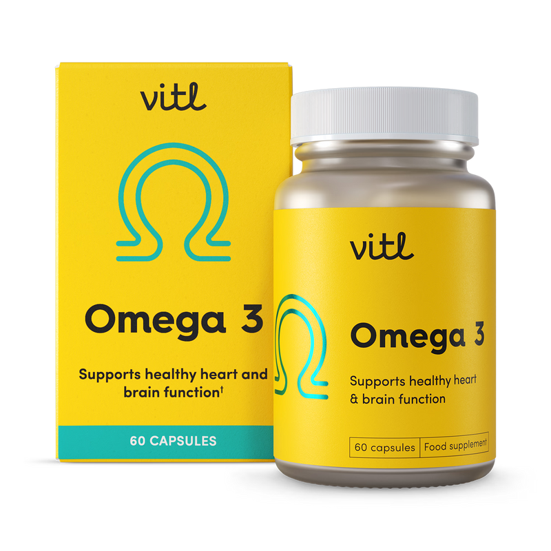 Vitl Omega 3 high-strength DHA EPA supplements 60 capsules, UK version