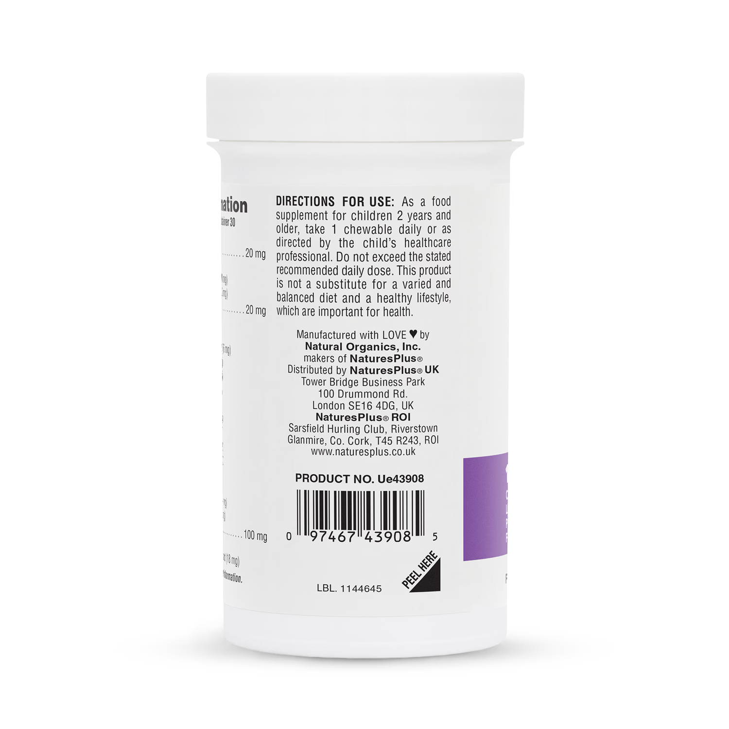 NaturesPlus Pro Bio Kids probiotic chewable 30 count (British brand)