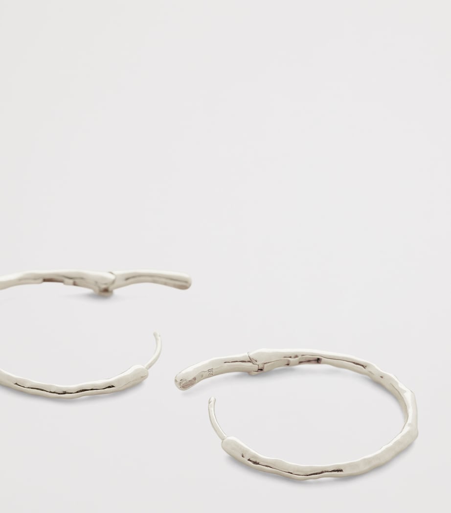 Monica Vinader sterling silver hammered hoop earrings, imported from the UK