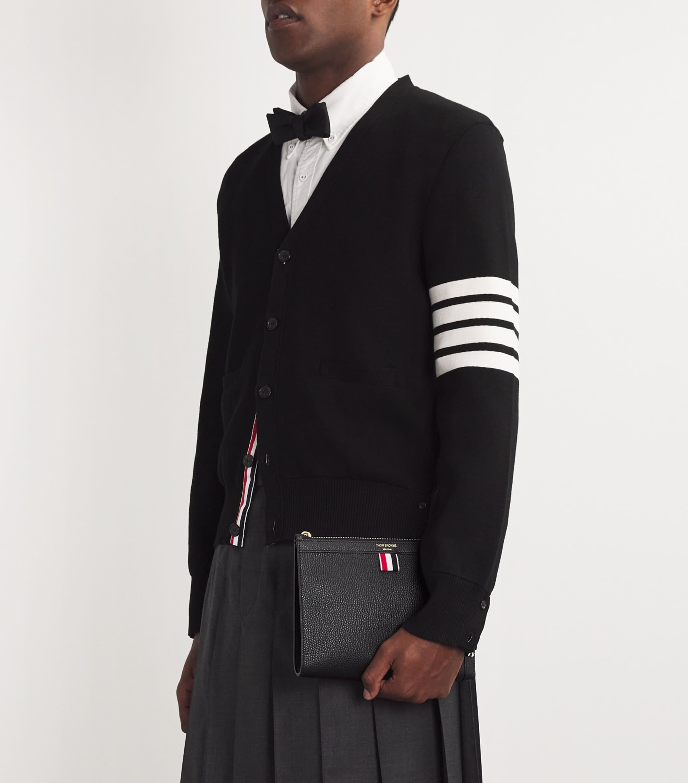 Thom Browne mini leather folio pouch, imported from the UK