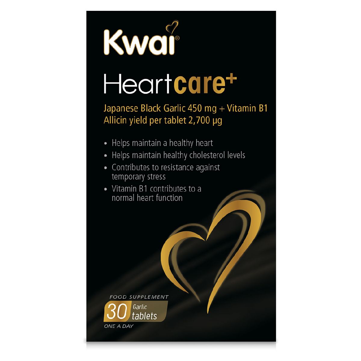 Kwai Heartcare+ Japanese Black Garlic 450 mg + Vitamin B1 30 Tablets GOODS Boots   